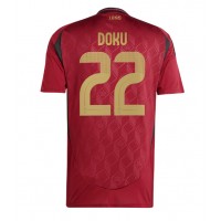 Camiseta Bélgica Jeremy Doku #22 Primera Equipación Eurocopa 2024 manga corta